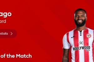 20分钟梅开二度，官方：伊戈尔当选布伦特福德3-1曼联全场最佳